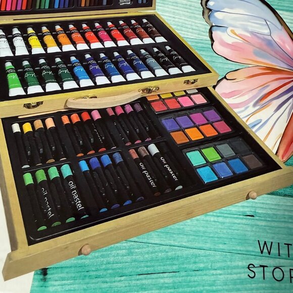 Mixed Media 104-Piece Deluxe Art Set with Wooden Box and Drawing Supplies NEW - Picture 4 of 16